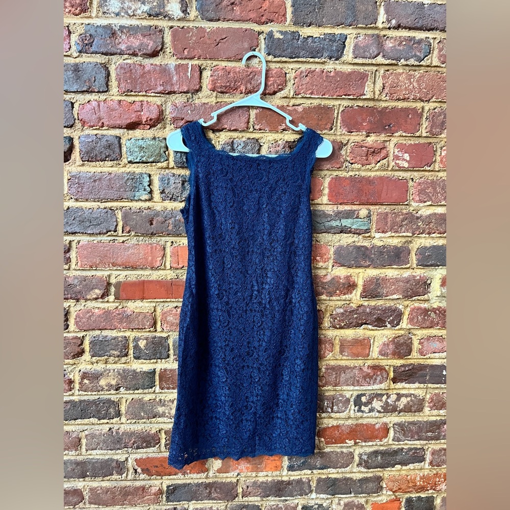 Elegant Navy Lace Dress